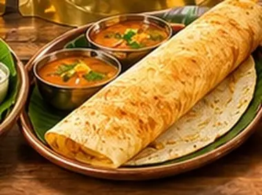 Golden dosa with chutney